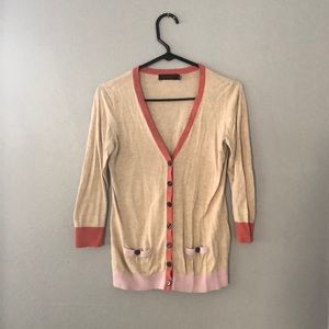 The Limited Cardigan Cream, pink, and coral